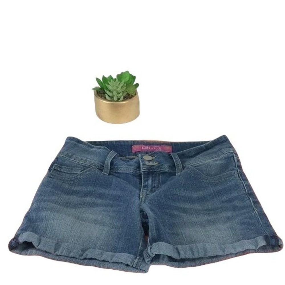 Glo Juniors Rolled Hem size‎ 1 double button blue Jean Shorts